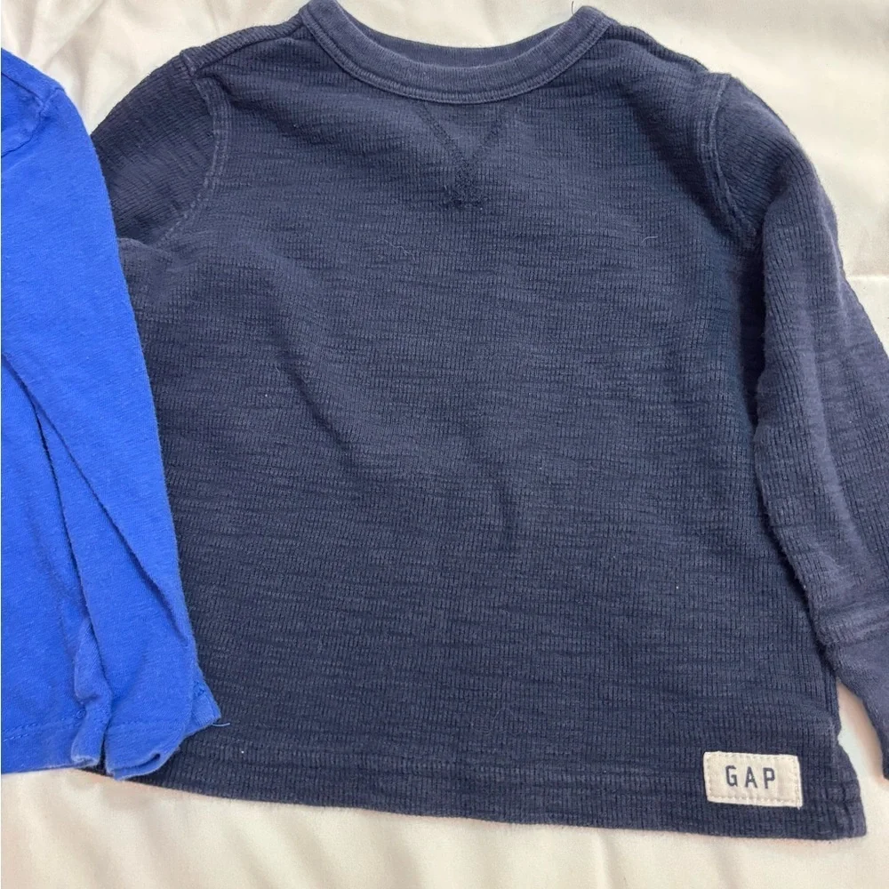 Set of 4 GAP Kids Long Sleeve Tees - Blue and Gray Collection- 18-24 months